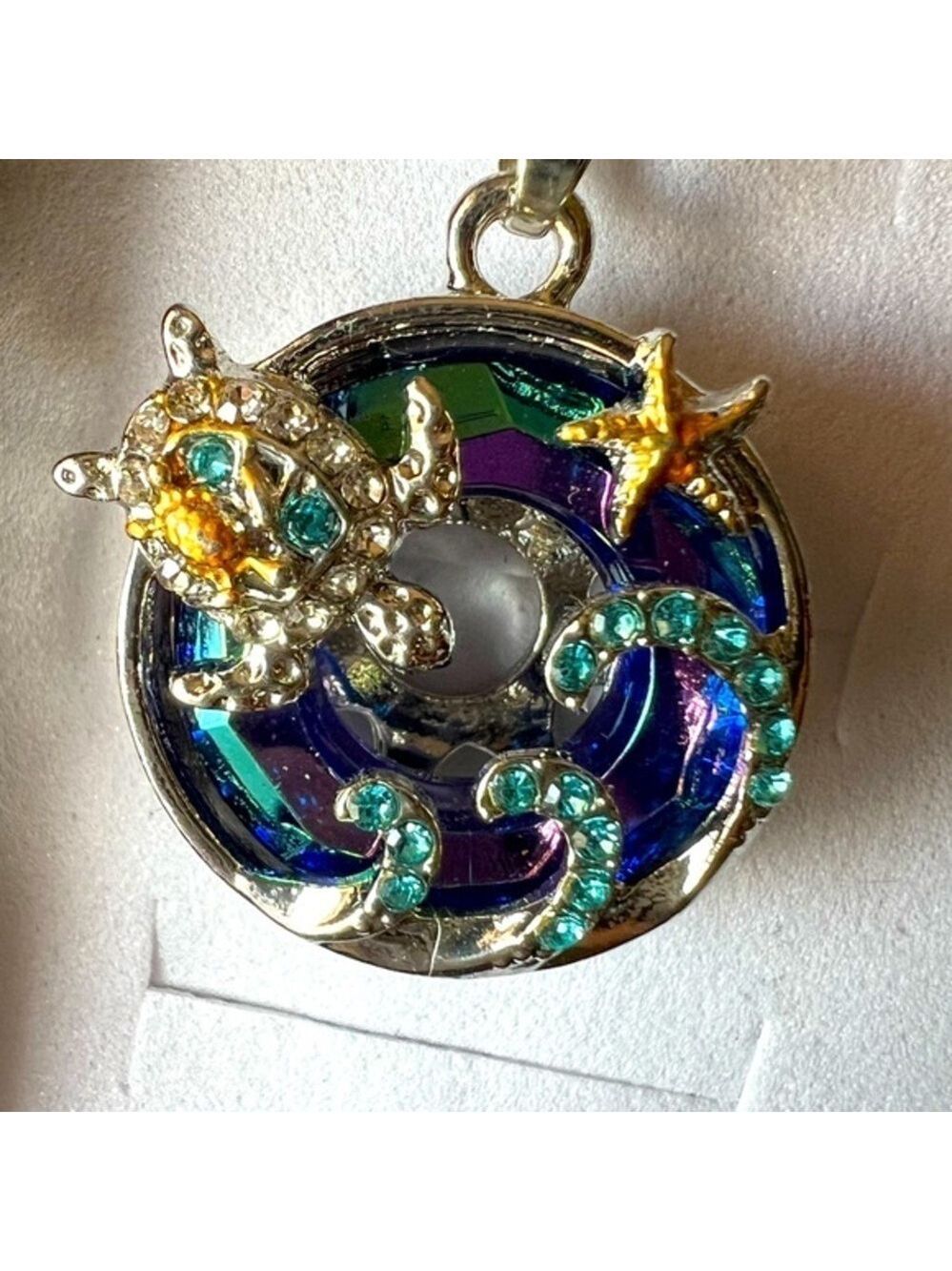 Fashion Ocean Necklace, 16” w/Extender, Silver Tone and Ocean Colors W/Box NEW
